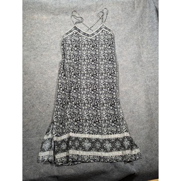 NWT Gap Size Small Cami Dress Pattern Slit Zipper Loose Fit Midi - Picture 4 of 11